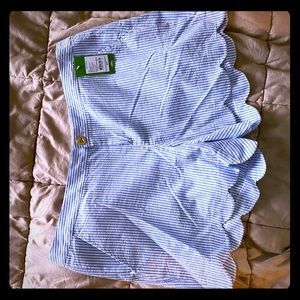 Lilly Pulitzer Scalloped Shorts Seersucker Blue